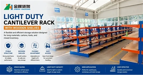 Light Duty Cantilever Rack with Wooden Shelves: A Flexible Storage Solution for Long and Small Items
