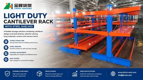 Light Duty Cantilever Rack with Steel Shelving: The Ideal Storage Solution for Long and Small Items