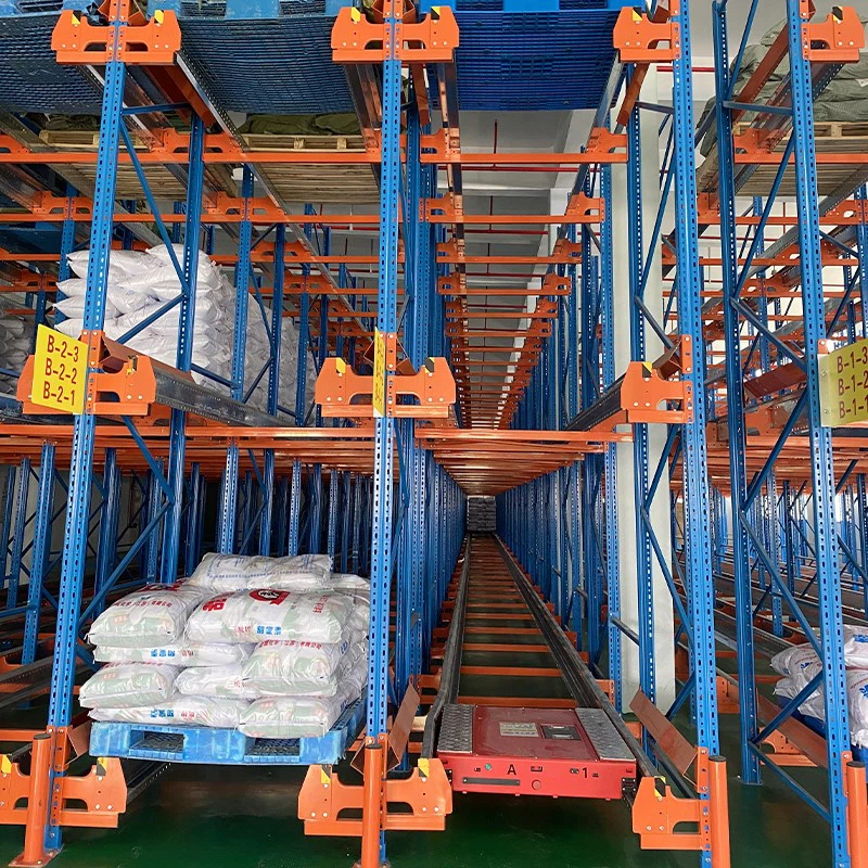 radio shuttle cart operating inside pallet racking system radio shuttle cart operating inside pallet racking system